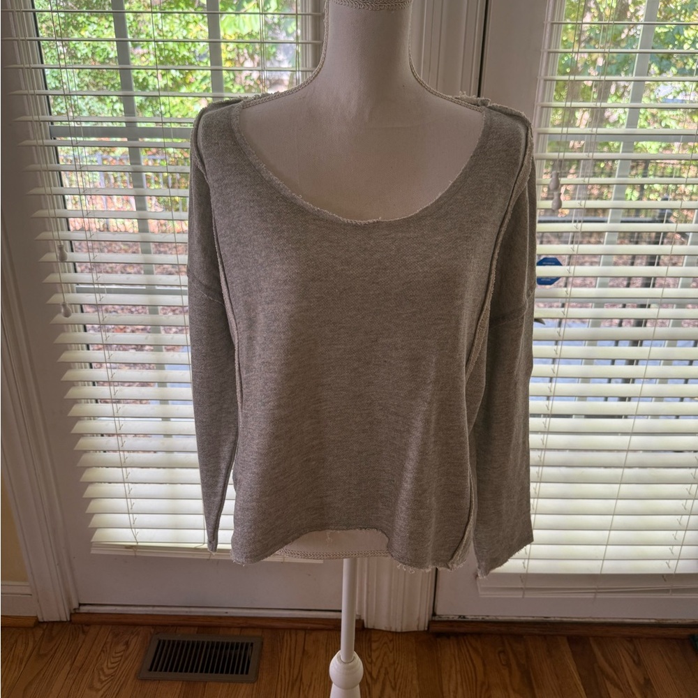 Free People Gray Scoop Neck Sweater